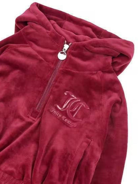 Juicy Couture Παιδικό Φούτερ με Κουκούλα και Τσέπες Μπορντό