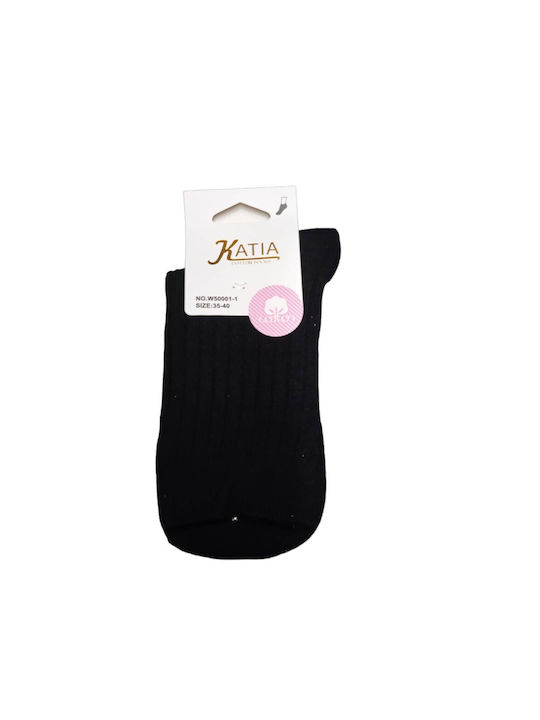 KATIA WOMEN'S COTTON SOCKS 3PACK (GREY-BLACK)