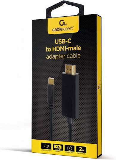 Cablexpert Кабел HDMI мъжки - USB-C мъжки 2м Черен