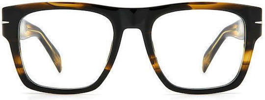 David Beckham Plastic Eyeglass Frame Brown Tortoise DB 7020/BOLD KVI