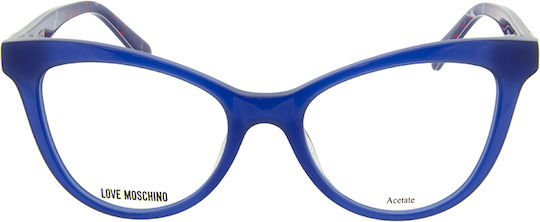 Moschino Plastic Eyeglass Frame Cat Eye Blue MOL576 PJP