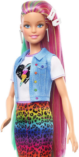 Barbie Leopard Rainbow Hair Κούκλα Extra για 3+ Ετών 30εκ.