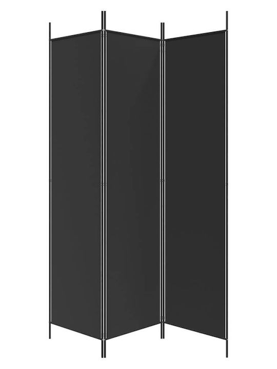 vidaXL Decorativ Paravan Tesatura cu 3 Panouri Black 150x200cm