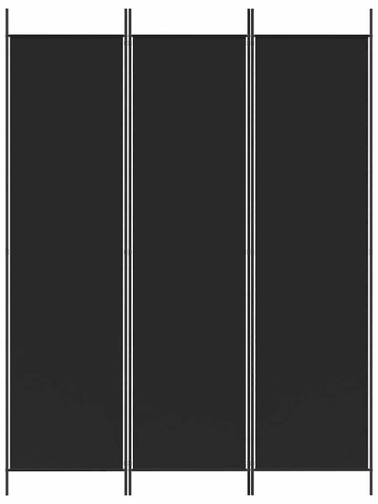 vidaXL Decorativ Paravan Tesatura cu 3 Panouri Black 150x200cm