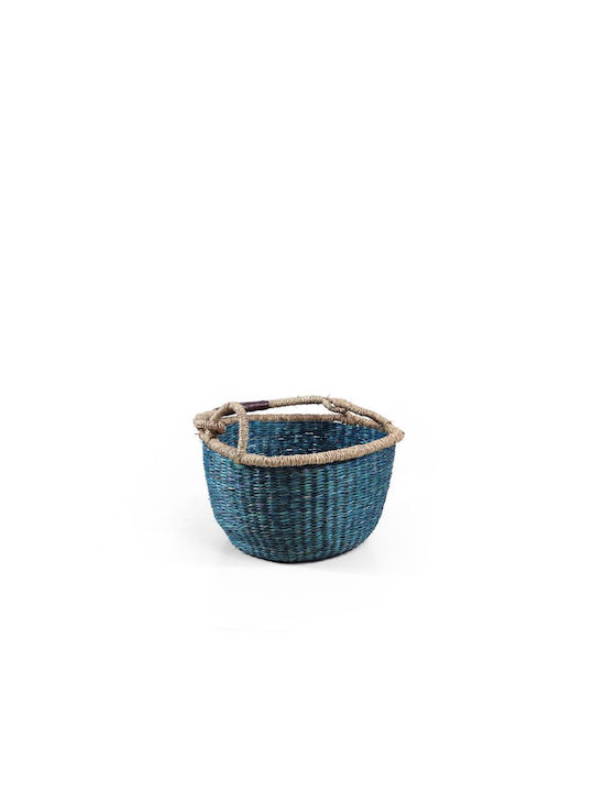 Soulworks Decorative Basket Wicker with Handles Blue 30x30x18cm