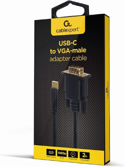 Cablexpert USB 3.1 Video Cable USB-C male - VGA Μαύρο 2m A-CM-VGAM-01