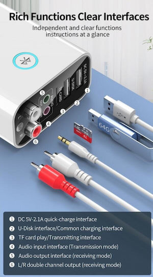 Andowl v5 Bluetooth 5 Receiver Transmitter with USB Output Port