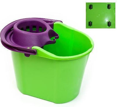 Homestyle Mop Bucket with Squeezer and Wheels Plastic Capacity 18lt Green