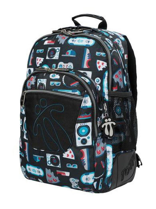 Totto Morral Rayol 1C9 School Bag Backpack Elementary, Elementary Black with Water Bottle Holder