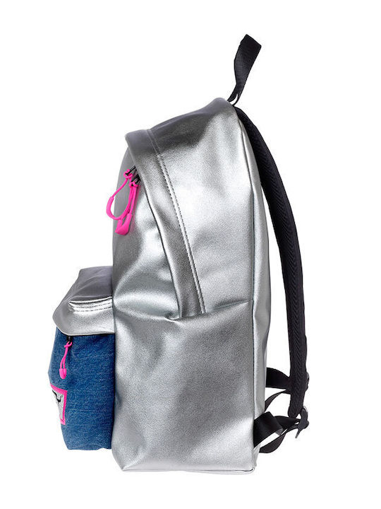 Lyc Sac City The Drop Σχολική Τσάντα Πλάτης Δημοτικού Flashy Silver 24lt