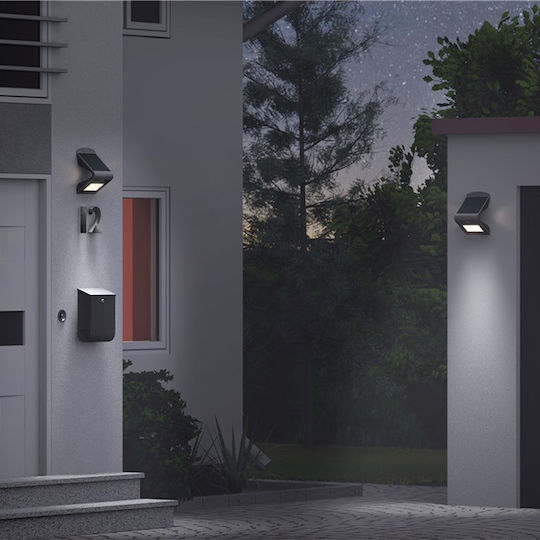 Goobay Montat pe perete Lampă Solară 1.5W 220lm Alb Natural 4000K cu Senzor de Mișcare IP65 14.45bucx9.6bucx7.9buccm
