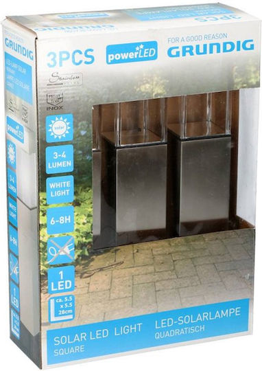 Grundig Set of 3 Stake Solar Lights Lanterns Warm White with Photocell 5.8cmx5.8cmx28cmcm