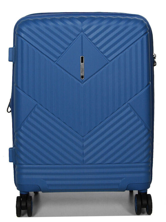 Airtex Paris Μεσαία Βαλίτσα Ταξιδίου Σκληρή Μπλε με 4 Ρόδες Ύψους 65εκ.