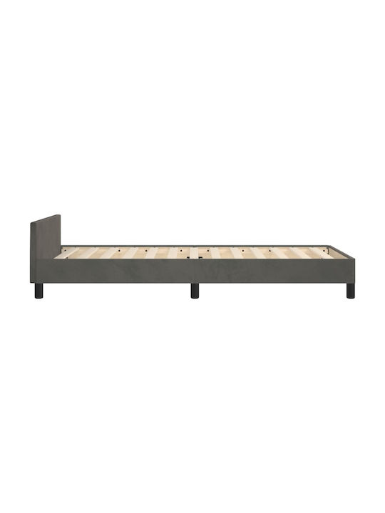 Ein Einzelbett Mit Stoff Dunkelgrau Für Matratze 100x200cm