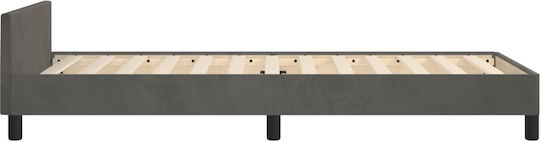Ein Einzelbett Mit Stoff Dunkelgrau Für Matratze 100x200cm