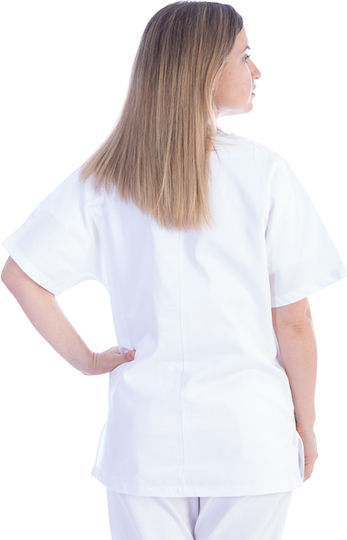 Gima Unisex Medizinische Bluse Weiß aus Baumwolle und Polyester