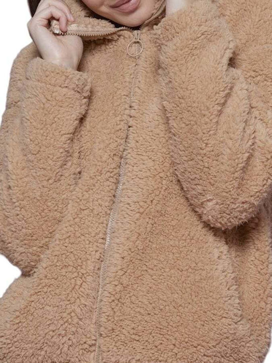 Noidinotte De iarnă Pentru Femei Fleece Jachetă Pijamale Bej