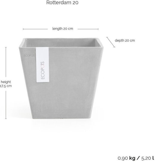 Ecopots Rotterdam Pot Plastic Grey 20x20x17.5cm.