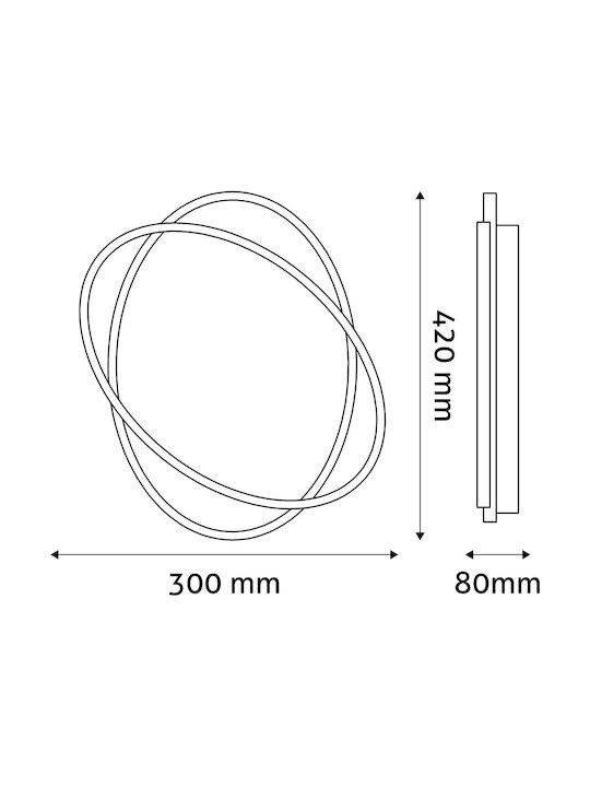 Avide ADO3S-COLI-2.4G Deckenleuchte 30cm Schwarz mit Integrierter LED und Fernbedienung
