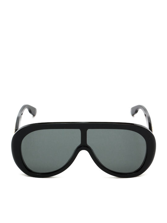 Gucci Women's Sunglasses with Black Horn-Rimmed Frame and Grey Lens GG1370S 001