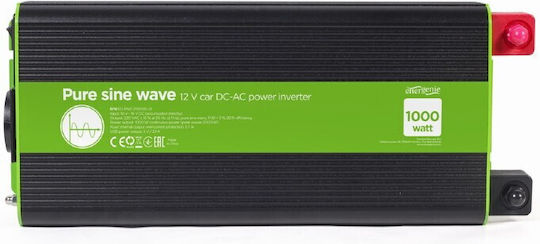 Energenie Car Inverter Pure Sinewave 1000W to Converter 12V DC in 230V AC with 1xUSB