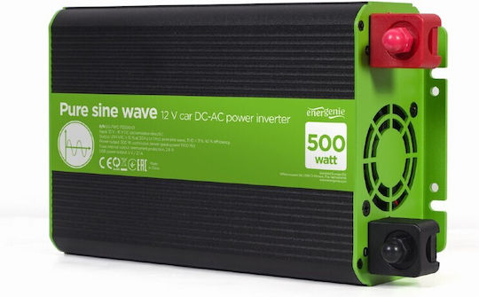 Energenie Car Inverter Pure Sinewave 500W to Converter 12V DC in 230V AC with 1xUSB