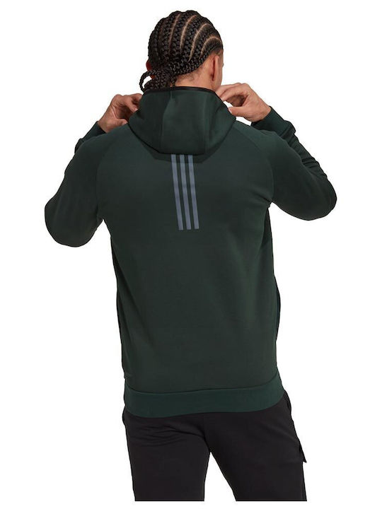 Adidas M X-City Men's Sweatshirt Jacket with Hood and Pockets Green