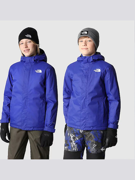 Waterproof Kids' Sports Jacket Short Windproof with Lining & Hood Blue