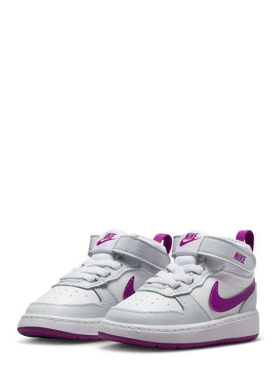 Court Borough Mid 2 Kids Sports Shoes with Hoop & Loop Closure White