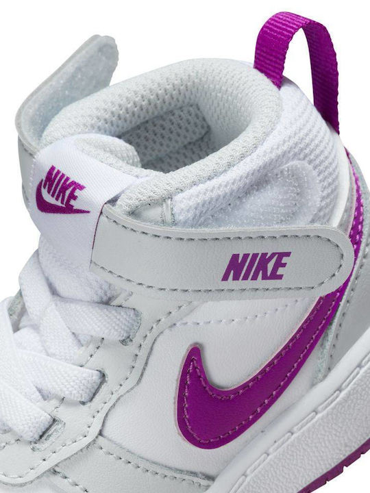 Court Borough Mid 2 Kids Sports Shoes with Hoop & Loop Closure White
