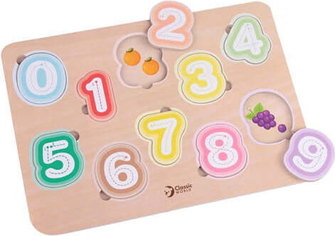 Ξύλινο Παιδικό Puzzle Σφηνώματα Νούμερα για 2+ Ετών 10pcs Classic World
