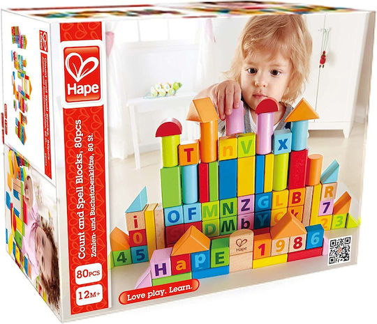Hape Blocks Count and Spell Wooden for 1+ Year 80pcs