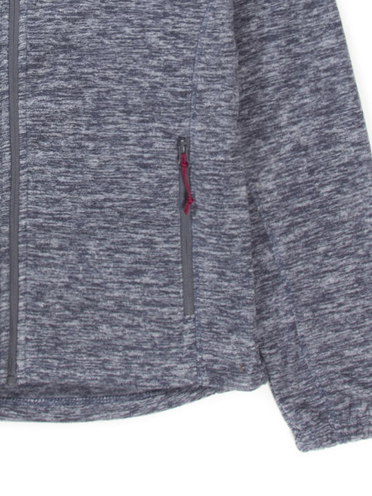 192.BW29.102A Fleece Women's Cardigan with Zipper in Grey Color