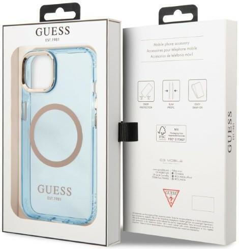 Guess Translucent Magsafe Back Cover Plastic / Silicone Blue / Gold (iPhone 13 Pro) GUHMP13LHTCMB