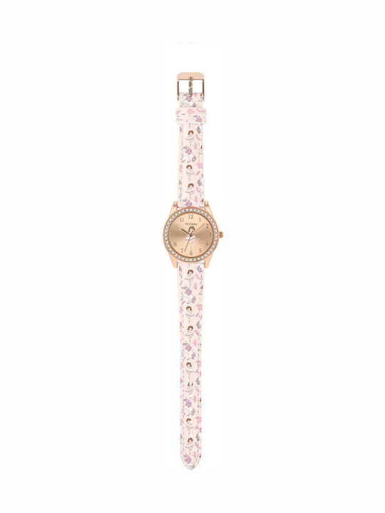Tikkers Kinder-Analoguhr mit Lederarmband Rosa