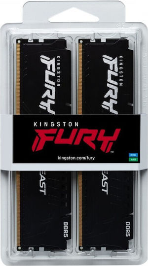 Kingston Fury Beast DDR5 32GB RAM με 2x16GB Modules και Ταχύτητα 6000 για Desktop