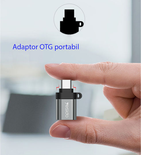 Yesido GS06 Конвертор USB-C мъжки към USB-A женски Черен 1бр