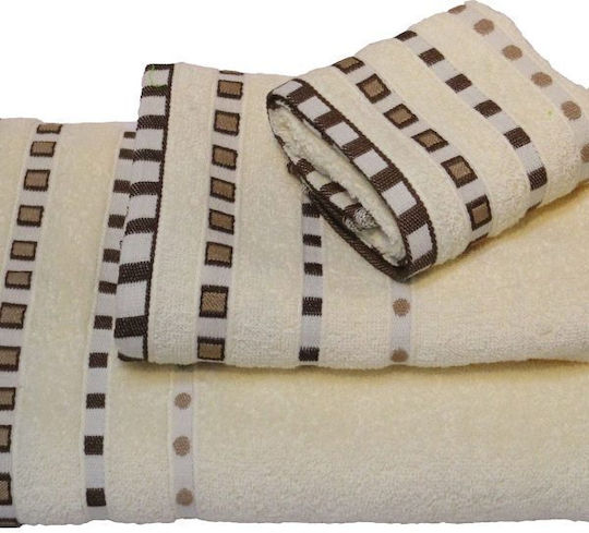 Le Blanc 3-tlg. Set Badetücher Penne Jacquard Punkte Cream Gewicht 450gr/m²