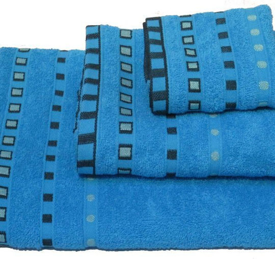 Le Blanc Handtuch Penne Jacquard Punkte 30x50εκ. Turquoise Gewicht 450gr/m²