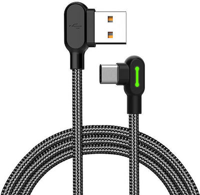 Mcdodo CA-5281 Angle (90°) / Braided USB 2.0 Cable USB-C male - USB-A male Black 1.2m