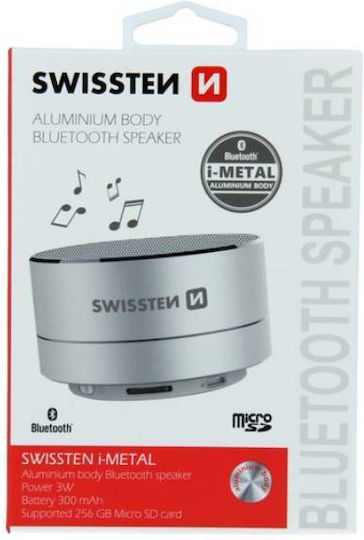 Swissten i-Metal Bluetooth-Lautsprecher 3W mit Akkulaufzeit bis zu 2.5 Stunden Silber