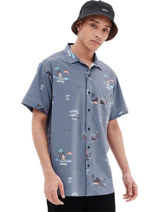 Short-sleeved Shirt Floral Blue
