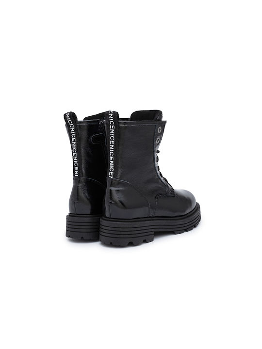 AMICA fashion leather boots boots boots fashion girl - BLACK - BLACK