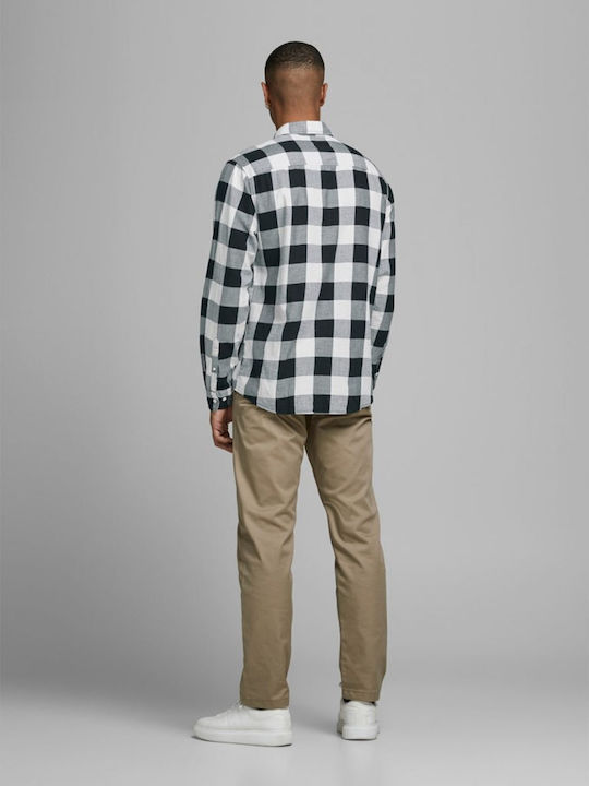 Long-sleeved Cotton Shirt Checked Whisper White