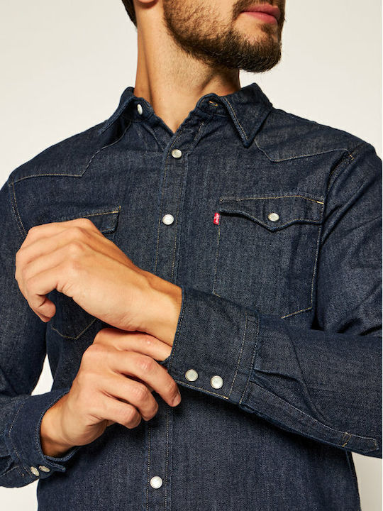 Barstow Western Standard Langärmlig Jeans Hemd Blau