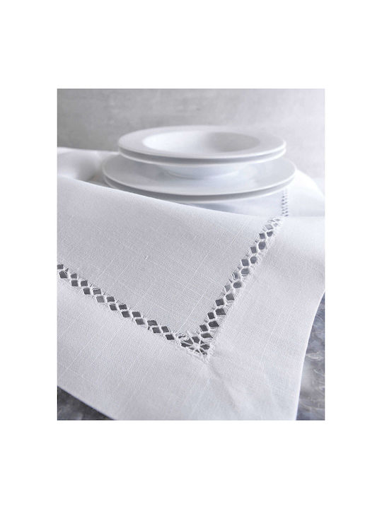 Rythmos Ronda Polyester Checkered Tablecloth White 140x140cm