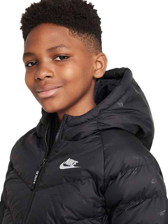 Kids' Sports Jacket Short with Hood Black Sportswear