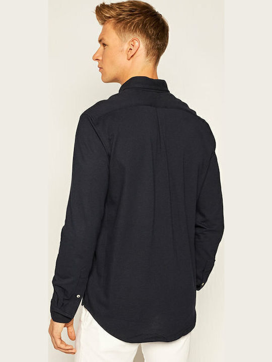 Long-sleeved Cotton Shirt Navy Blue