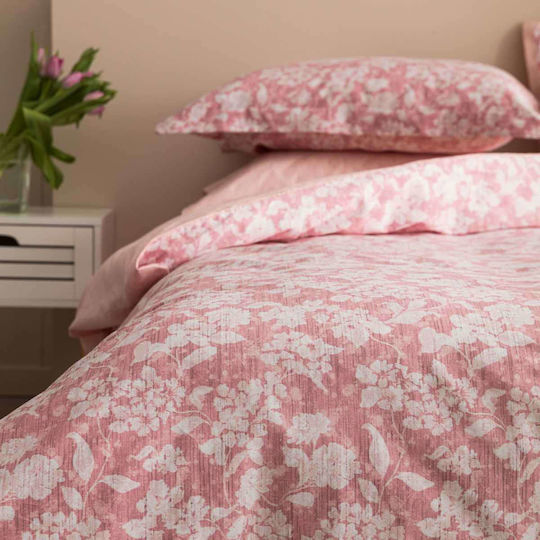 Vesta Home Σετ Παπλωματοθήκη Sanel Βαμβακοσατέν 170x240cm Μονή με Μαξιλαροθήκη 2 Rose Wine