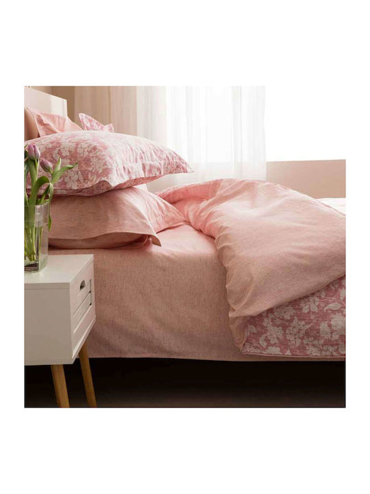 Vesta Home Duvet Cover Set Cotton Satin Queen with 2 Pillowcases 230x240 Sanel 2 Rose Wine